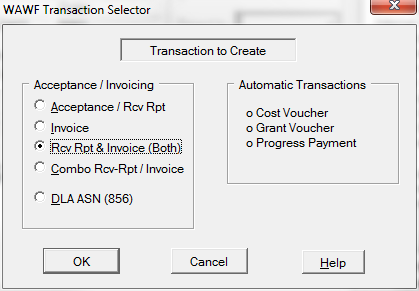 Supported WAWF-iRAPT Transactions