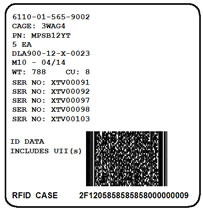 RFID Exterior Container Label with Mil-Std-129R 2D PDF417